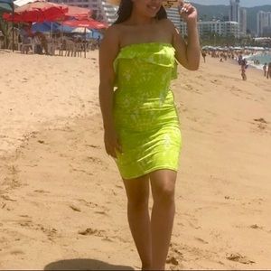 Green tie dye off the shoulder dress